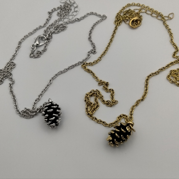Silver Pine Cone Charm Necklace - Picture 5 of 6